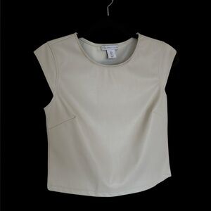 Sincerely Jules Cream Off White Faux Leather top small